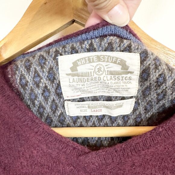 White Stuff Sweater Women's Large Red Burgundy Laundered Classics Lambs Wool - Picture 4 of 14